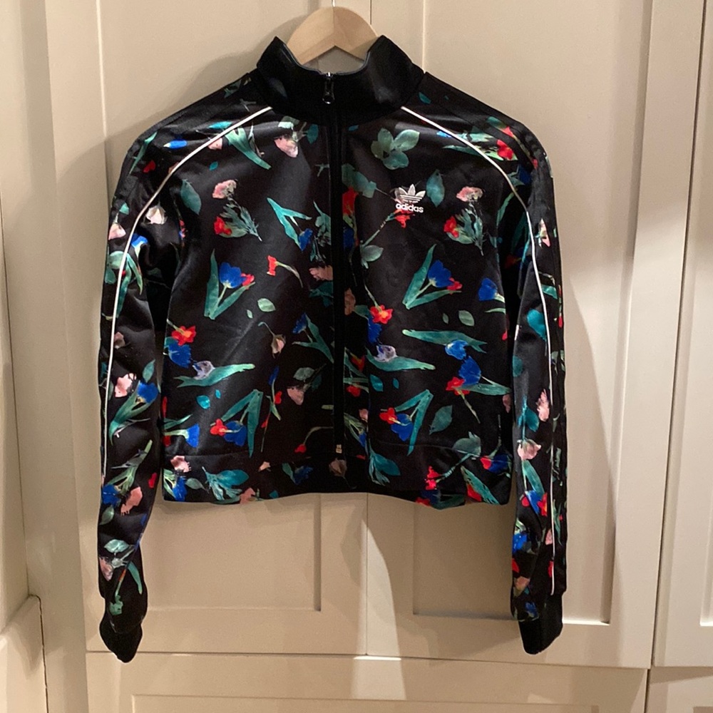 Adidas Floral Short Full Zip Jacket - Size S